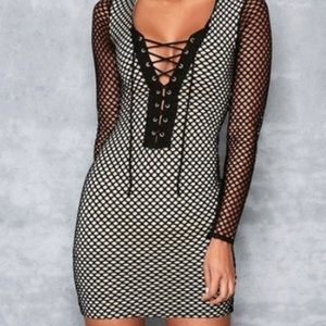 Mistress Rocks black mesh lace up dress